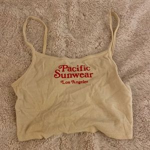 Pacific Sun-wear Cream Cropped Tank Top